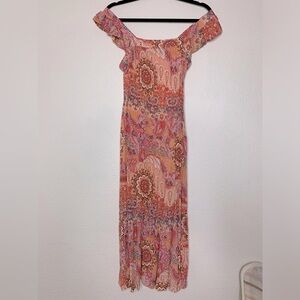 Knox Rose // Mumu Midi Boho Paisley Dress in Sherbert